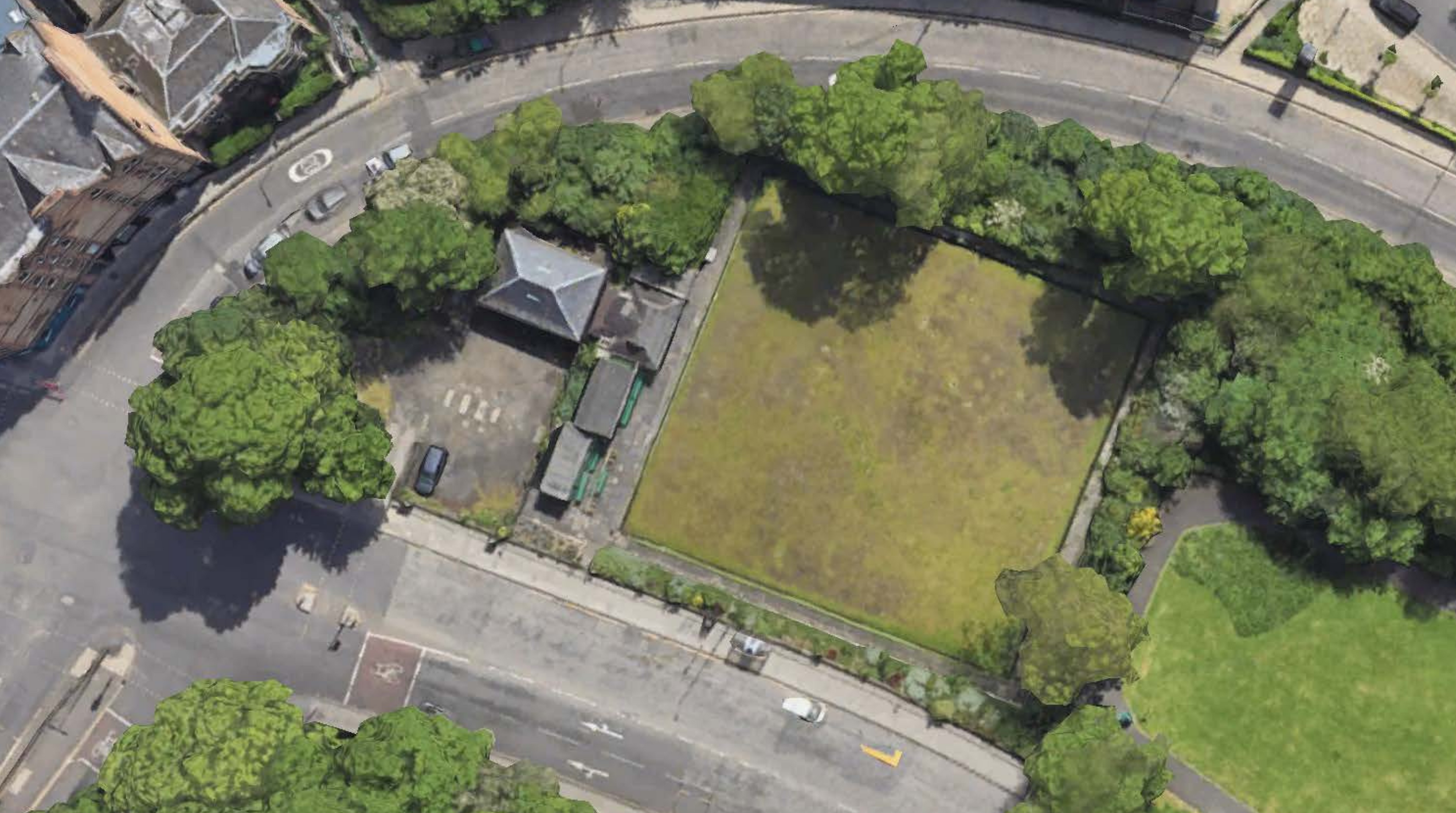 aerial photo of a bowling green